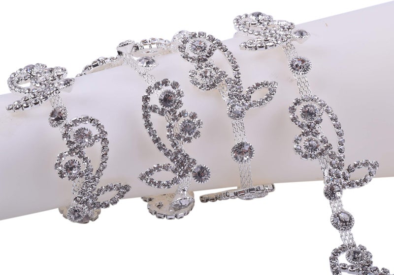 KAOYOO 1 Yard Flower Shaped Crystal Rhinestone Chain Trim for Sewing Craft,Clothing,DIY,Bridal Bouquet Embellishments - Image 1